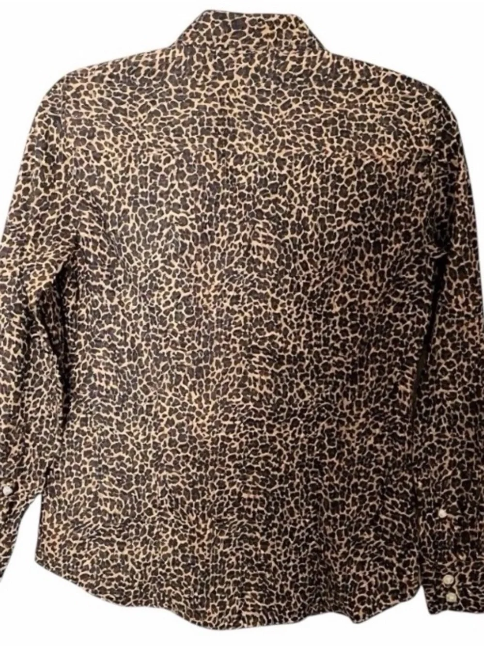 J.Crew Factory Leopard Print Button Down Shirt Small Mob Wife 100% Cotton